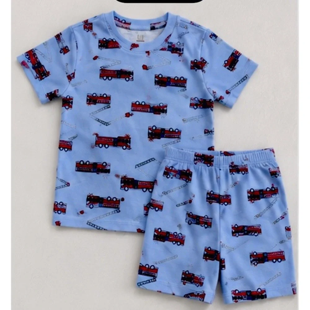 BABY GAP Fire Truck PJ'S pajamas sleepwear Short Sleeve and Bottoms NWT